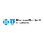 A blue cross and shield logo on top of a black background.