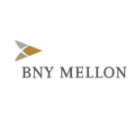 A black background with the words bny mellon in grey and yellow.